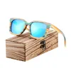 Barcur Lunettes de soleil polarisées en bois Unique Gradient Bamboo Sun Glasses for Men Women Sports Eyewear Square Style7534967