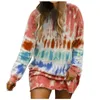 Sweat-shirts tie-dye pour femmes automne pull femme surdimensionné à manches longues col rond lâche tenue décontractée couleur Patchwork à capuche