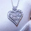 Hot Sale Choucong Helt Ny Handgjorda Lyx Smycken Söt Gullig 925 Sterling Silver T Princess Cut Vit Topaz CZ Diamond Heart Pendant