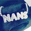 Collar de Colgante para Nombre con letras Baguette personalizadas de Hip Hop con cadena de tenis de 4MM, collares con colgantes, circonita para hombre, Hip Hop Rock Jewe227i