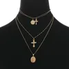 Подвески Монеты Заявление Choker Модные Многослойные Цепи Золотой Серебро Иисус Большой Крест Ожерелье Женщины Ювелирные Изделия