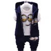 Bebê meninas meninos minions conjuntos de roupas crianças nova primavera e outono dos desenhos animados algodão terno com capuz colete t camisa calças roupas set4994900