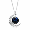 12 constell time Gem pendentif Collier Silver Moon verre cabochon Colliers pour femmes enfants mode bijoux volonté et cadeau de sable
