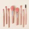 Wood Handle Makeup Brushes Set 8Pcs Brush Tools for Eyeshadow Blush Eyebrow Cosmetices Soft Hair Mini Portable Eye Make-up Accessories