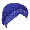 Vrouwen Moslim Gevlochten Tulband Cap Strass Chemo Head Wrap Haaruitval Beanie Hoed LX9E258z