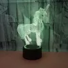 Nuove luci a led 3D Lampada da tavolo colorata 3D con unicorno colorato, telecomando a tocco colorato, luce notturna a LED 3D