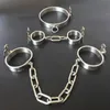 Aço inoxidável com fechadura pescoço colar algemas tornozelo escravo bdsm bondage grilhões perna ferros restrições brinquedo sexual para casais y21228505