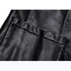 Hommes jolie pochette veste mode lâche revers en cuir costume grande taille noir bleu mâle hauts