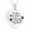 Love Jewelry Collar de urna conmemorativa de cremación de acero inoxidable para cenizas, patas de perro/gato, ya no a mi lado para siempre en mi corazón