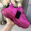 Paris Clear Sole Casual Skor Crystal Bottom Triple-S Fritid Dad Sneakers Plattform Triple S Sneakers för män Kvinnor Chaussures Trainer