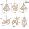 6pcs/Pack Christmas Letter Wood Heart Bubble Pattern Ornament Christmas Tree Decorations Home Festival Ornaments Hanging Gift FY7173