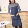 Tabliers de cuisine en Denim Long, uniforme antisalissure unisexe pour adultes, cuisson à domicile, nettoyage 2724