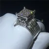 Vintage Heart shape Promise Ring Simulated Diamond cz 925 Sterling Silver Engagement Wedding Band Rings for women men Jewelry237P