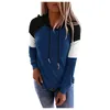 Kvinnor Hoodie Sweatshirt Casual Pullover Tunika Top Långärmad Sweatshirts Oversized Patchwork Hoodies Loose Hooded Sweatshirt