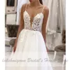 Robe Vintage Bohemian Dress 2020 White Tulle Beach Wedding Dress Spaghetti Straps Sheer Illusion Sexy New Mariage Bridal Gowns