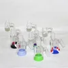 Hookahs 14mm 18mm Reclaim Catchers Adapter Ashcatcher Glass Ash Catcher Percolator för Bong Waterpipes med 4mm Quartz Banger 7 ml Silikonbehållare