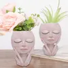 Personlighet hartsblomma Pot Vase Artistic Sculpture Head -formade ansiktsplanterar Blommor Pot Torkade staty Växtkrukor för trädgård utomhus2928771