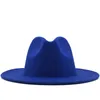 18 färger enkla breda rand fedora hatt för kvinnor solid färg ullfilt hatt för män höst vinter panama gamble vit jazz cap