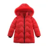 Vestes bébé fille vêtements manteau d'hiver, doudoune épaisse pour enfants, poche chaude boule de poils long col de fourrure veste à capuche