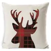 Christmas Pillow Case Plaid Linen Throw Pillow Covers Square Sofa Decorative Pillow Headrest Cushion Cover Xmas Pillowslip Decor B4700431