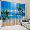 Custom blue beach curtains 3D Window Curtain Luxury living room decorate Cortina nature scenery curtain2611726