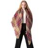 Moda Kobiety Plaid Trójkąt Mesh Tassel Plaid Scarf Plaid Winter Scarf Koc