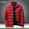 2019 새로운 겨울 재킷 파카 남자 브랜드 가을 따뜻한 단색 컬러 아웃웨어 슬림 맞는 망 코튼 패딩 코트 남성 캐주얼 자켓 T200318