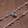 FNJ Punk Skull Pendant Necklace 925 Silver 8mm Bone 59cm Fine Vintage Original S925 Silver Men Halsband för smycken tillverkning8181448