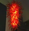 Lampada all'ingrosso Lampadario rosso di Murano 60 pollici Lampadine a LED Lampade a sospensione moderne in vetro soffiato a mano Grandi lampadari lunghi Illuminazione