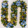 Christmas LED Rattan Garland LED Christmas Decor Artificial Garland Wreath For Home Party Green Christmas Hanging Ornament T200909