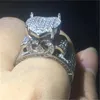 ビンテージハート形の予想リングシミュレートダイヤモンドCZ 925スターリングシルバーの婚約の結婚式のバンドリング女性男性ジュエリー