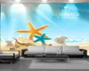 3D papel de parede moderno paisagem romântica 3dl papel de parede bonito estrela do mar e shell praia romântica cenário decorativo seda 3d mural papel de parede