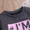 Baby kläder vår och höst julkläder tjejer tryckta rosa långärmad t-shirt + rosa gasbind kjol söt liten tjej uppsättning grossist