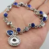 Bangle White Blue Romantic Heart Crystal Armband Bangles Rhinestone Handkedja Fit 18mm Metal Snap Button Charm EBR0281 INTE22