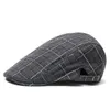 Berets Vintage Men Plaid Caps Golf Körning SBOY BERET HAT Höst vår British Western Style Male