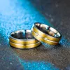 Gold Contrast Color Diamante Ring Band Finger Stripe Stainless A￧o an￩is de casal de noivado Presente de casamento Will and Sandy