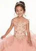 Cheap Royal Blue Peach Girls Pageant Dresses Off Shoulder Gold Lace Embroidery Beaded Flower Girl Dresses Kids Wear Birthday Commu9973954