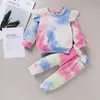 Vêtements pour bébés filles, ensemble de vêtements Tie Dye, haut à manches longues, pantalon à nœud, 2 pièces, vêtements de boutique pour nourrissons, tenues Tie Dye9313164