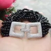 12Strands White Freshwater Pearl Black Green Jade Micro Inlay Zircon Accessories Armband Long 20cm Fashion Smyckes