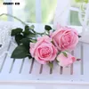 Gros Haute Simulation Real Touch 3 Tête Artificielle Latex Rose Fleurs De Mariage Décoratif Hydratant Sentir Roses Bouquet 10pcs1