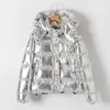 Tjockad Hooded Winter Jacket Kvinnor Parka Coat Casual Silver Parka Varm plus Storlek Jaqueta Feminina Varm Stor Storlek Coat