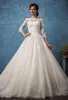 Amelia Sposa Кружевные свадебные платья трапециевидной формы Свадебные платья 2024 с длинными рукавами 3/4 и аппликациями со шлейфом Платье невесты больших размеров