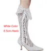 Bottes élégantes Sexy Lady printemps dentelle pompes 2 pouces talon moyen robe de soirée de bal blanc bout pointu mariage de mariée