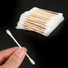 120Pcs/Bag Double Head Disposable Makeup Cotton Swab Soft Cotton Buds For Medical Wood Sticks Nose Ears Cleaning Tools Cotonete