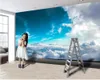 Murs de papier peint 3D beau ciel bleu et nuages blancs paysage romantique salon chambre cuisine décorative murale en soie Wallpape279M