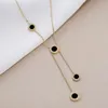 Titan Stahl Römische Ziffern Quasten Kreis Runde Shell Gold Silber Farbe Anhänger Halsketten für Frauen Schmuck
