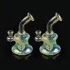 Bongs de vidrio coloridos tubos de agua de cera gruesa Recycler mini plataformas DAB Hookahs con tazones de 14 mm aptos para banger de cuarzo