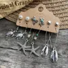 6 pair/set Earring Jewelry Female DIY Antique Silver Hoop Earrings For Women Big Moon Sun Feather Heart Boho Earring Set Fashion Jewelry