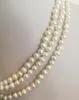 Chains 3 Rows 5x6mm White Pearl Necklace Real Natural Freshwater Women Jewelry 14'' 17'' 35cm 43cm1