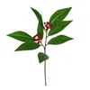 Konstgjorda gröna växter Fake Tree Leaves Red Fruits Flower Arrangemang Material1